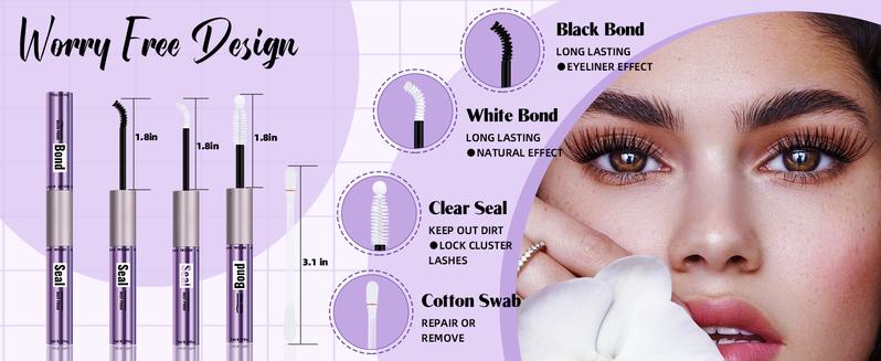 B&Q Waterproof Bond & Seal Long Lasting Hold 48-72 Hours Waterproof Cluster Lash Glue Wand Bond and Seal Makeup #BlackFriday