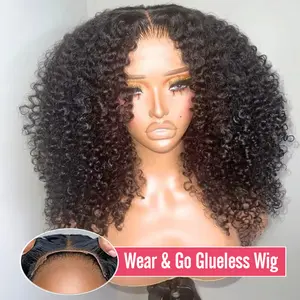 7x5 HD Glueless Wear And Go Afro Kinky Curly Human Hair Wig 200% Density Peruvian Deep Curly Glueless Wig Human Hair Ready To Wear And Go Pre Plucked 100% Human Hair Wig On Sale