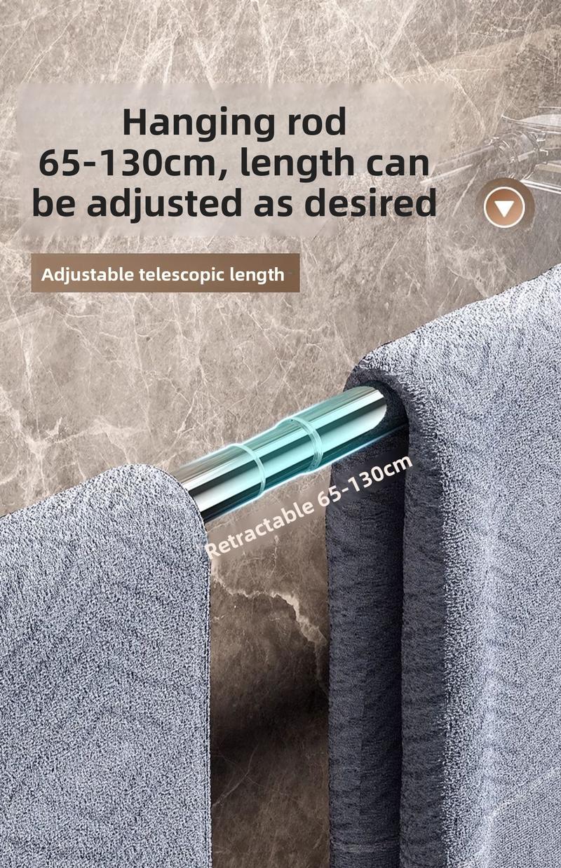 Stainless Steel Suction Cup Towel Rack No-Drill Adjustable Bathroom Kitchen Storage Shelf Toilet Bath Slipper Rack Shower Curtain Rod