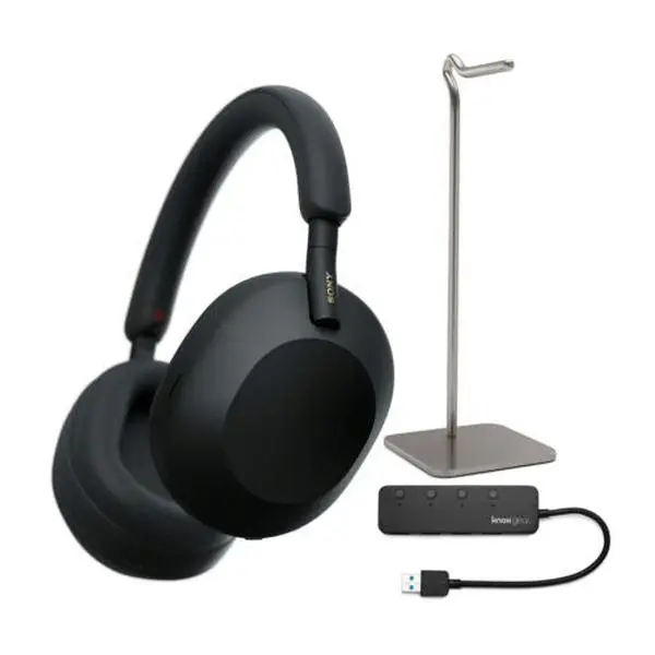 WH-1000XM5 Wireless Noise Canceling Over-Ear Headphones (Black) Bundle for Sony