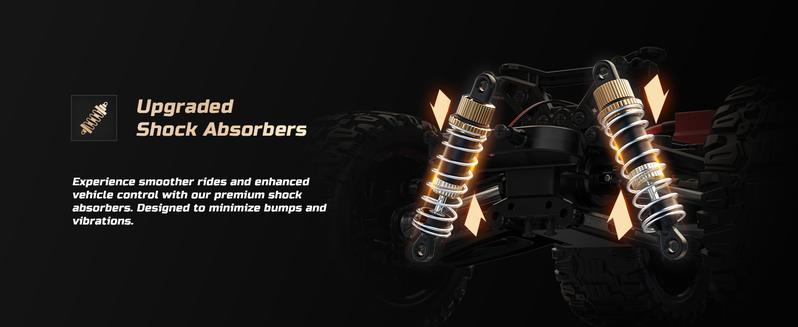 DEERC 1:14 Crawler RC Car, 48Kph High Speed RC Truck with LED Headlight, Offroad 4x4 2.4Ghz Remote Control Car, 2 Batteries, 40 Mins Running Time