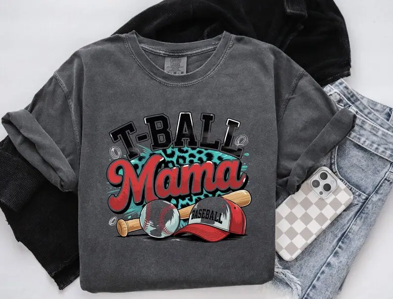 Comfort Colors T-Ball Mama Shirt, Game Day Tee, Sports Mom Shirt, Cute T-Ball Supporter Top, Little League Mom Outfit, Team Spirit Shirt