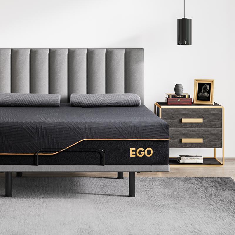 EGO Black Mattress with Graphene Technology 14" Twin Full Queen King Memory Foam Comfortable Ergonomic Home Interior Modern Design