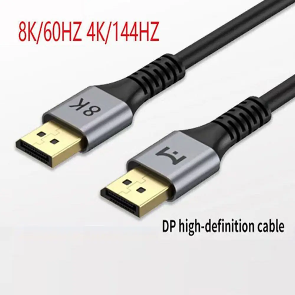 RVP+ 8K Display Port Cable DP to DP1.4 Cable, Capable of 8K at 60Hz And 4K at 144Hz, Ultra-Slim And Flexible - Grey (4.9FT/9.8FT), Computer, Projector