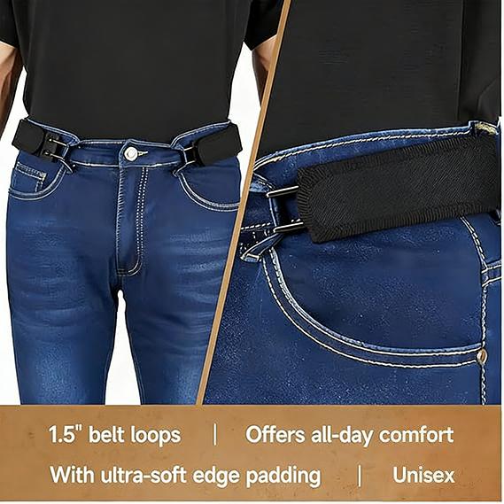 Unisex Elastic Waist Belt - Metal Hook Buckle Less Invisible Design for Work & EDC with Carabiner Unisex Elastic Waist Belt - Metal Hook Buckle Less Invisible Design for Work & EDC with Carabiner