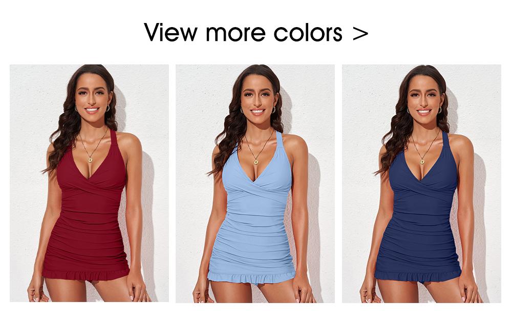 Aleumdr Women Retro Tankini Swimdress Bathing Suits Two Piece Tankini Tops with Bikini Bottoms Twist Swimwear Sport Swimming Clothing Beach Open Back Halter Tankiniswimwear Tankinisuit SpringStatements