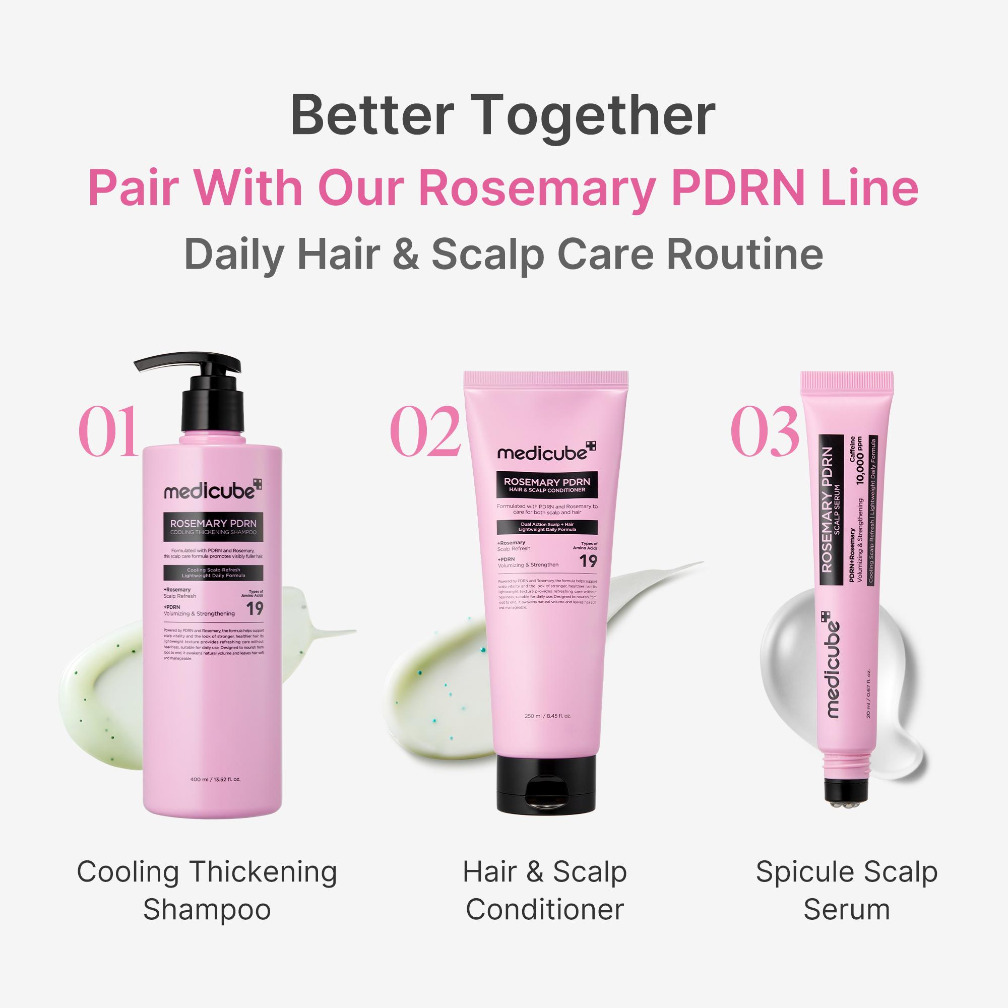 [NEW] [medicube] Rosemary PDRN Scalp-to-Hair Strengthening Set | Includes Shampoo, Conditioner, Scalp Serum | Hair Thinning Care Set for Dry & Oily, Damaged, Frizzy Hair, Oily Flaky-looking Scalp | Korea Hair Care