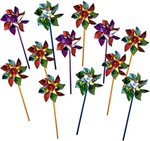 12 Pack Pinwheels Set - 6" - Assorted Colors - Fun Carnival Toy and Party Favor - Yard, Garden Spinning Windmill - Amazing Gift Idea for Boys and Girls Ages 3+