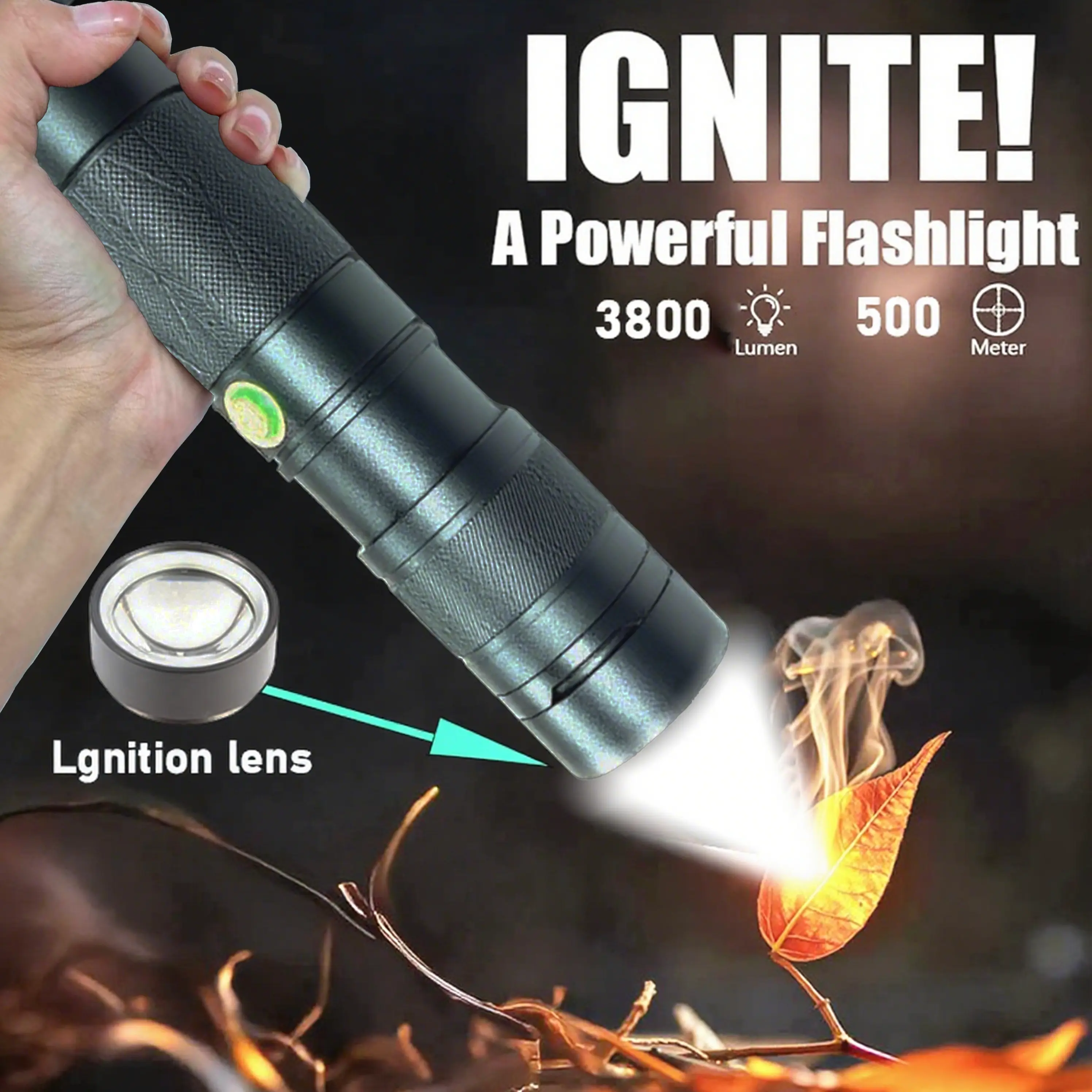 High Lumens Rechargeable Aluminum Flashlight, Zoomable Beam with Fresnel Ignition Lens, Hands-Free Wrist Lanyard, USB Charging Design, Perfect for Desk Inspection, Item Sorting, Daily Storage Carry and Holiday Gift Giving