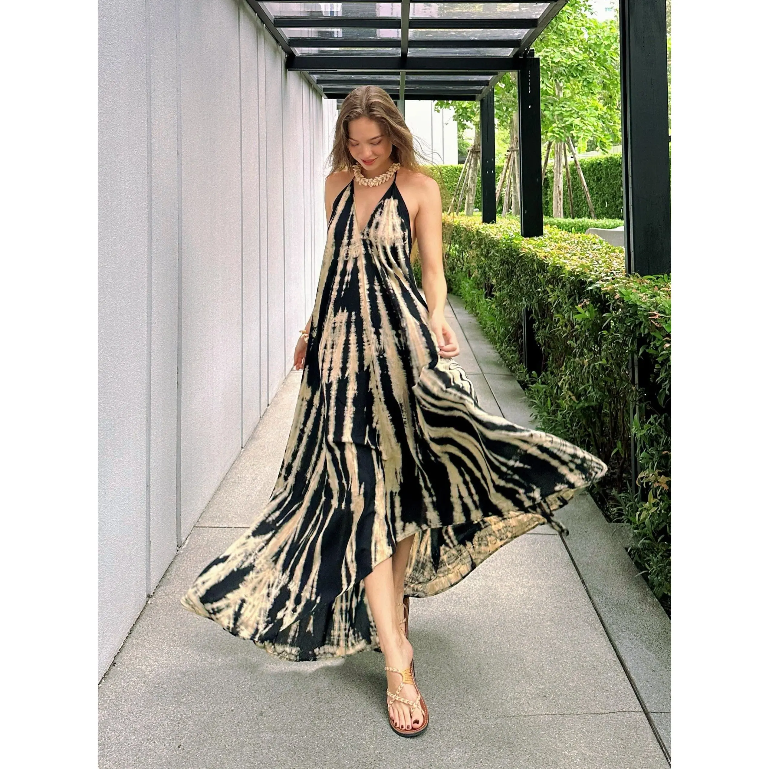 Flamingo Tie Dye Maxi Dress - Zebra
