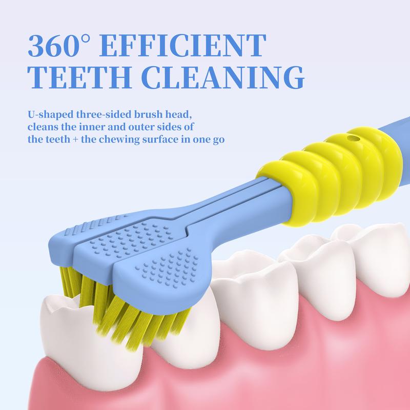 CEELIKE 3-Sided Toothbrush with Soft Bristles for Gentle Care & Travel-Friendly Design for Comprehensive Teeth and Gum Cleaning
