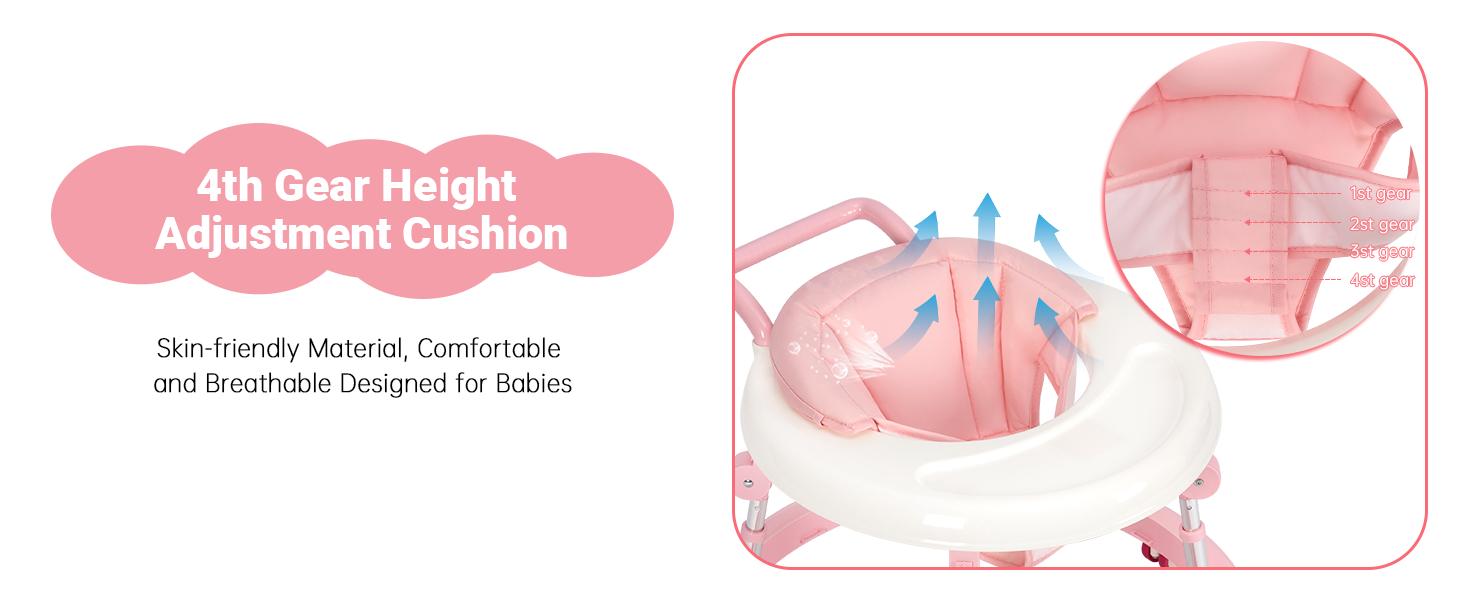 Baby Walker Foldable with 9 Adjustable Heights, Baby Walkers and Activity Center for Boys Girls Babies 7-18 Months, Baby Walker with Wheels Portable Floorwalker Floorwalker Infant