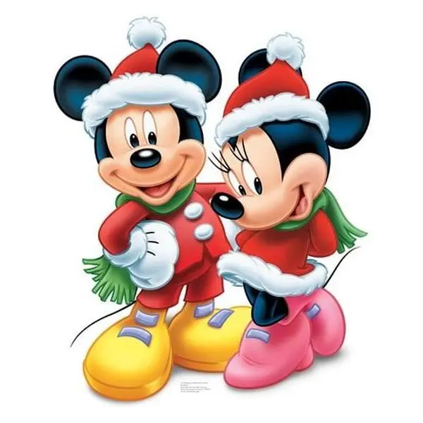 Mickey & Minnie Cartoon Characters Life-Size Cardboard Figure - 42x35 in, Hangable, Wall-Mount, Standup Festive Home Decor, All Ages Novelty Party Supplies Gift