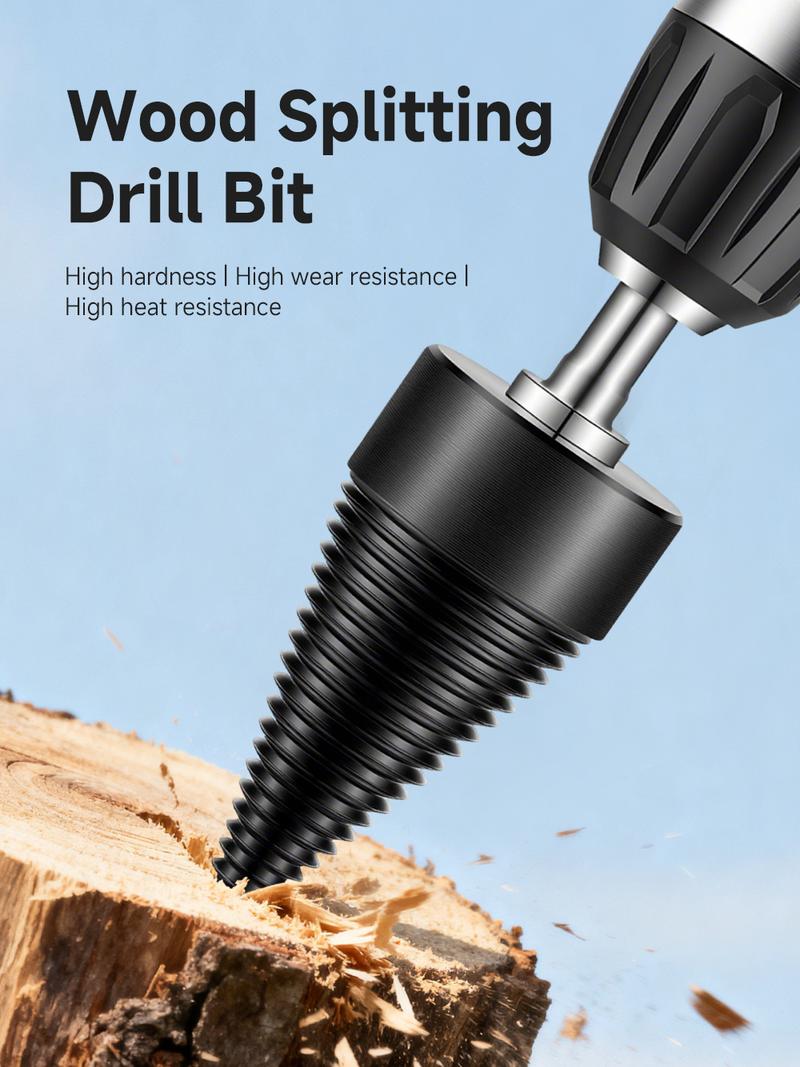 Firewood Log Splitter Drill Bit Set – Heavy-Duty Carbon Steel Wood Splitting Cone with Round/Hex/Square Shank – Safe, Efficient, and Easy to Use for Fireplace, Camping, Home Heating, and Outdoor Wood Cutting