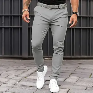 Men's Pure Color Tight Pocket Zipper Business  -Fitting Narrow Bottom of a Trouser Leg Trousers            slim fit stretch chinos basic Hip Hop Workout   Casual Solid Color Workout  skate pvc pants Straight Leg Pants Elastic Waist Striped Trousers