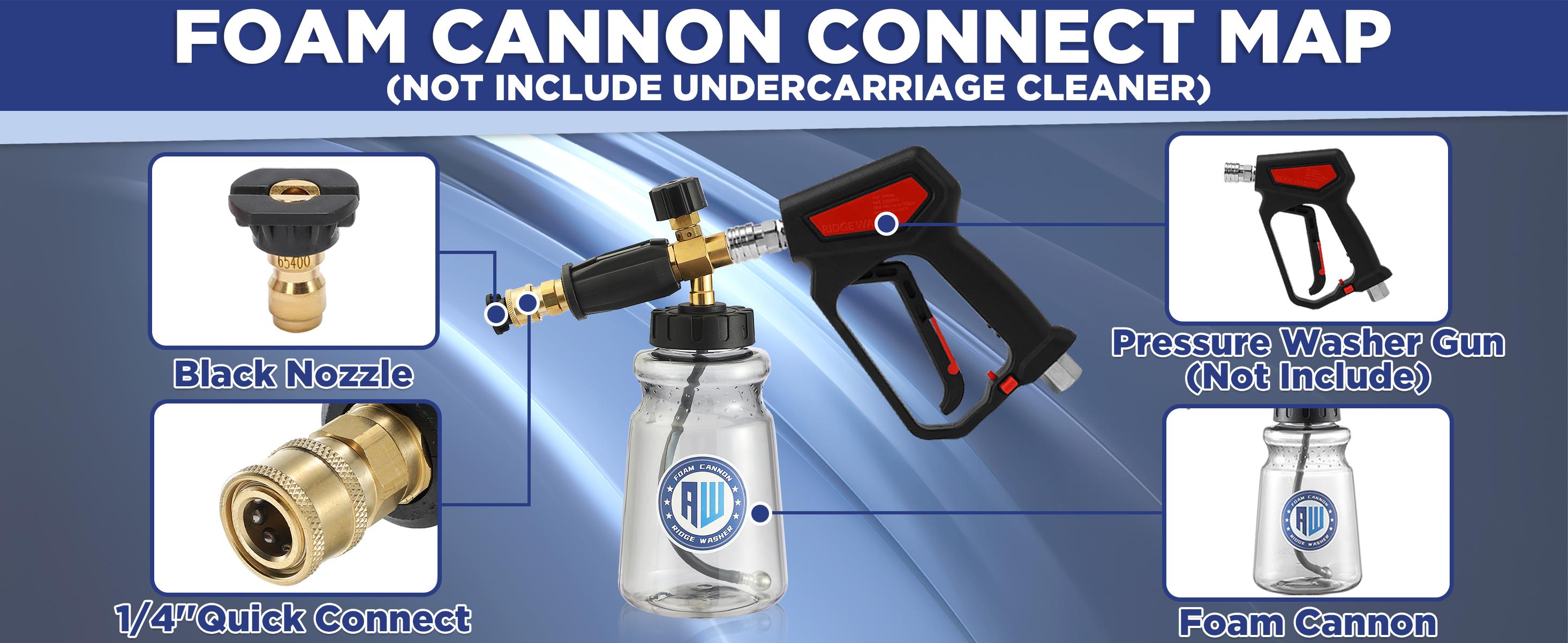 RIDGE WASHER Pressure Washer Undercarriage Cleaner, 16 Inch Undercarriage Washer with Foam Cannon, Under Car Cleaner with Straight Extension Wand, 4000 PSI, ChristmasGift