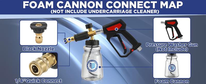 RIDGE WASHER Pressure Washer Undercarriage Cleaner, 16 Inch Undercarriage Washer with Foam Cannon, Under Car Cleaner with Straight Extension Wand, 4000 PSI, ChristmasGift