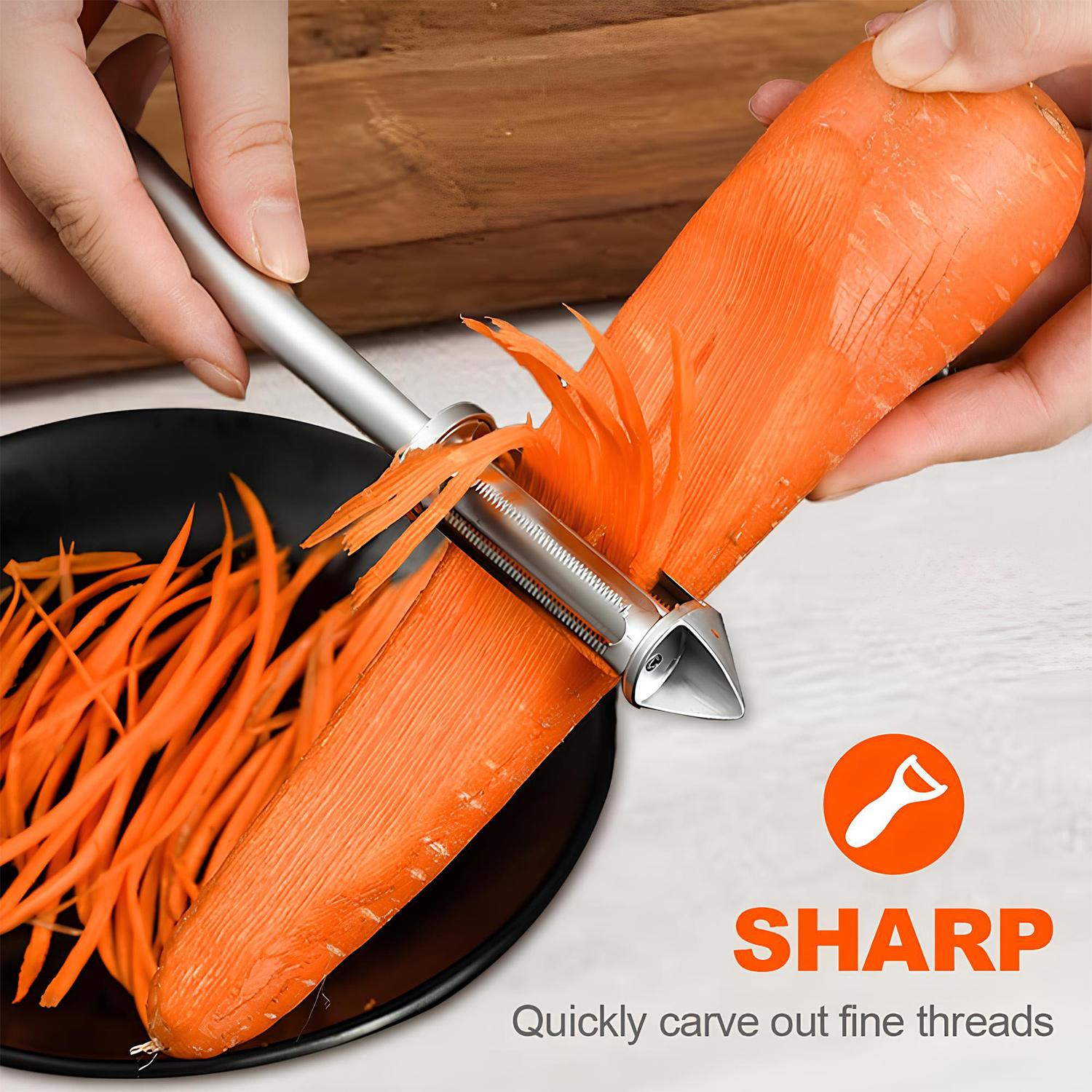 Vegetable Peeler, Stainless Steel 2 in 1 Vegetable Peeler, Built-in Bottle Opener, Built-in Bottle Opener, Ideal for Apples, Potatoes, Pumpkins, Papayas & Zucchinis