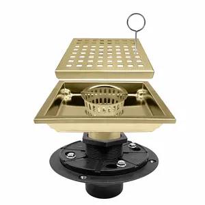 6 Inch Square Shower Drain with Flange SUS 304 Stainless Steel Removable Grate Hair Catcher for Bathroom Hair Trap Floor Drain Filter Bathroom Sink Strainer