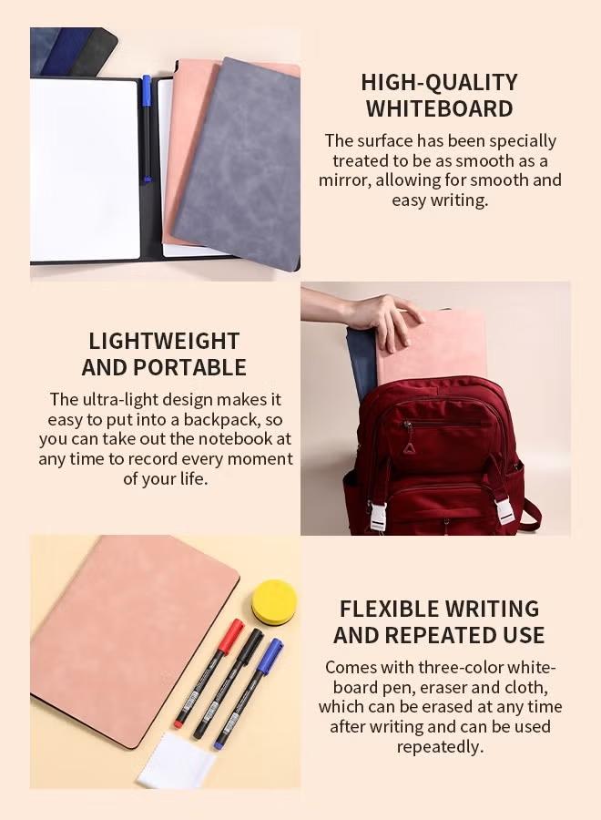 MUNBYN A5 Foldable Whiteboard Small Dry Erase Board With Pen Reusable Erasable Notebook Double- Sided For Drawing, Recording Meetings, Family Reminders, Writing MUNBYN A5 Foldable Whiteboard Small Dry Erase Board With Pen Reusable Erasable Notebook Double- Sided For Drawing, Recording Meetings, Family Reminders, Writing