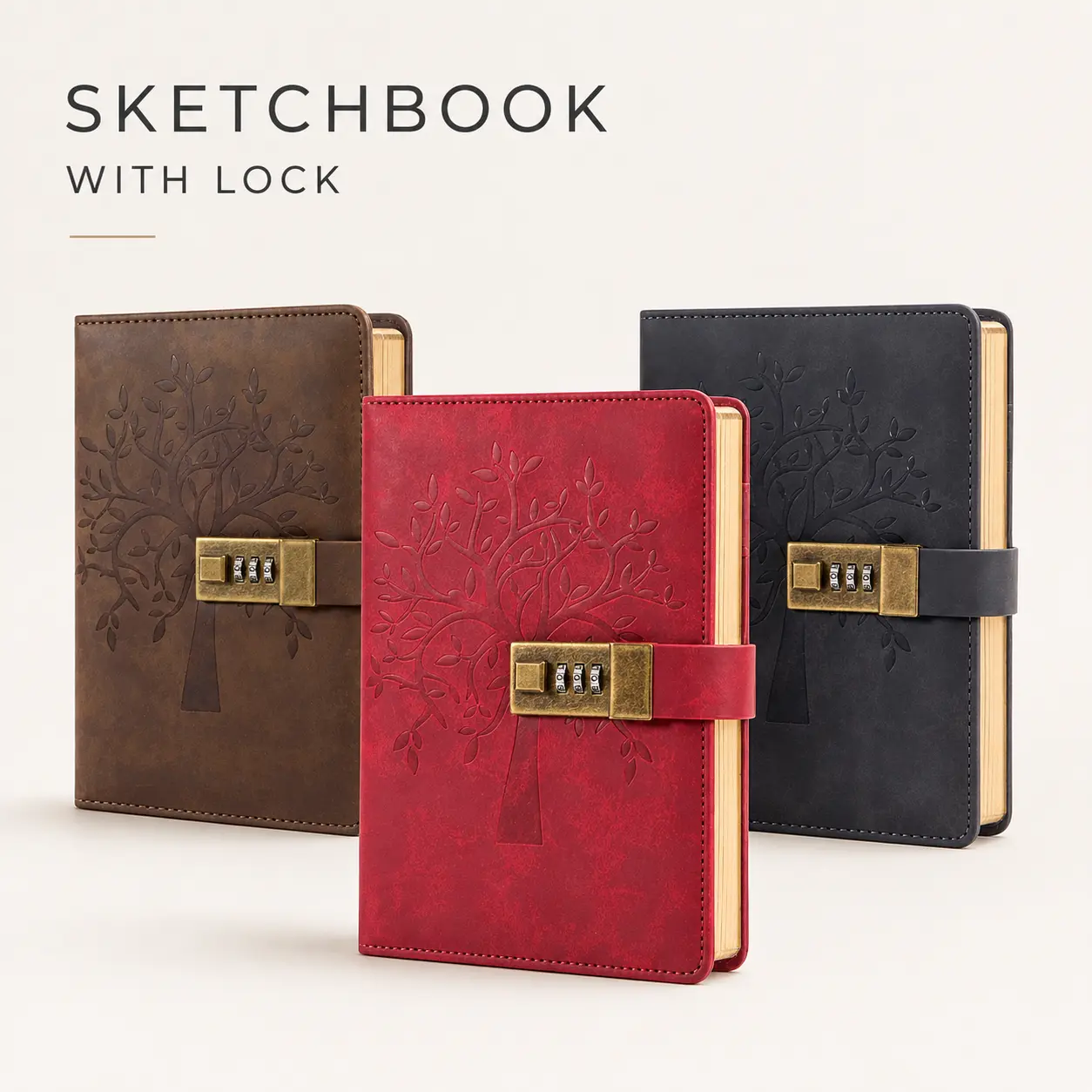 CAGIE Sketchbook with Lock, Refillable Blank Kraft Paper Drawing Journal, 5.4 x 7.9 in Lay-Flat Faux Leather Art Book for Artists back to school supplies shopping,back to school,back to school haul