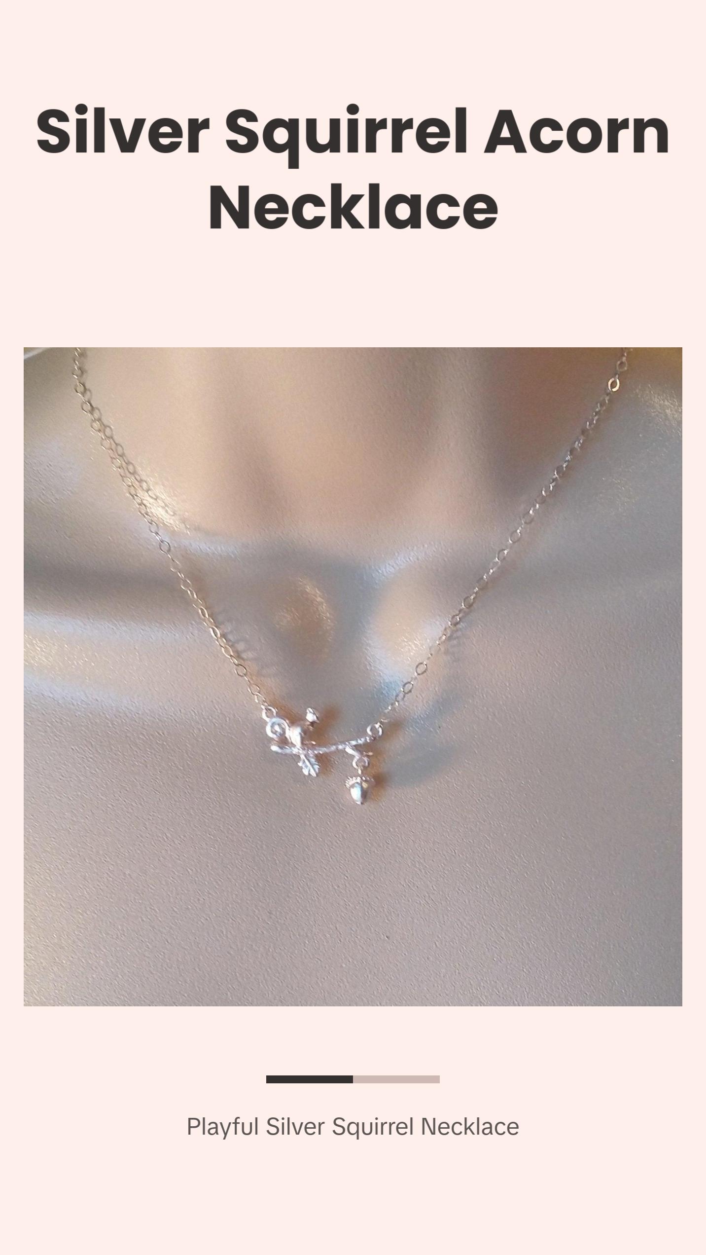 Silver Squirrel Necklace - Squirrel Chasing Acorn Necklace - Bridal Gifts - Fall Jewelry - Wildlife - Christmas Gift - Mothers Day Gift