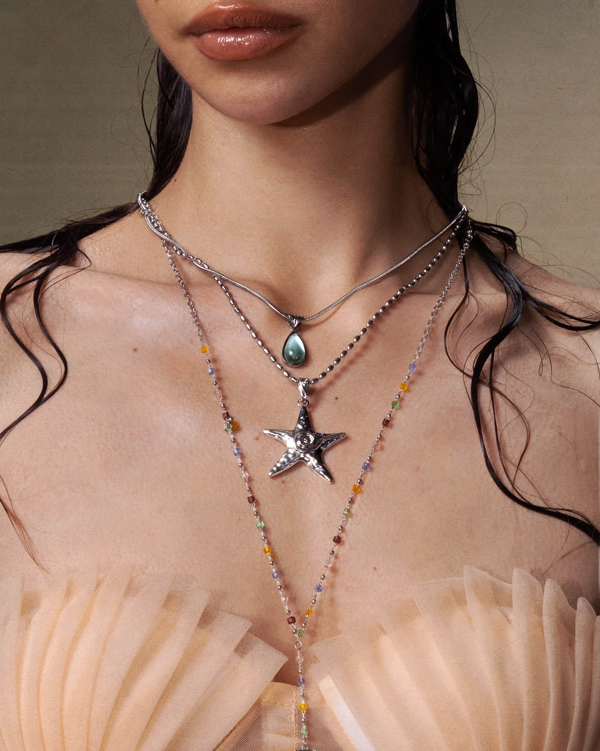 en route Waterdrop Necklace in Marine Blue, Waterproof Ocean-inspired Design, Lightweight Durable Daily Necklace for Casual or Layered Looks #SpringStatements