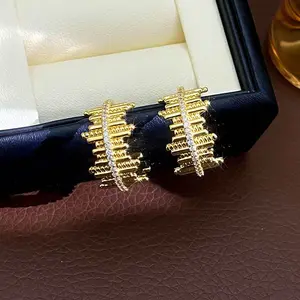 Gold Earrings for Women 2026 Trendy Vintage Metallic Layered Statement Stud Earrings European American Fashion Crystal Accent Lightweight Earrings for Daily Wear Party Date Wedding Holiday Anniversary Birthday Bridesmaid Gift for Her