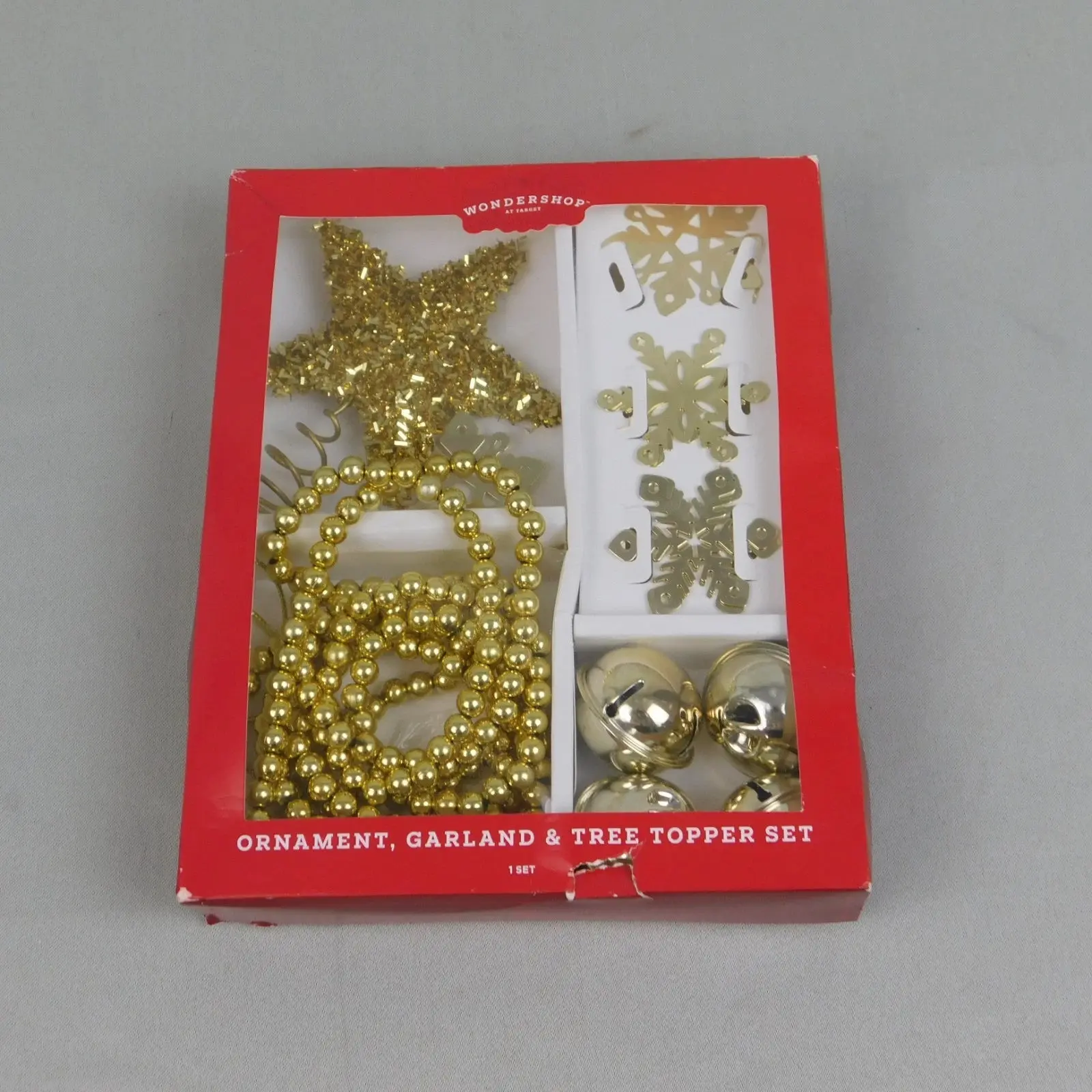 Wondershop 12-Piece Christmas Mini Tree Ornament, Topper & Garland Trim Set – Silver