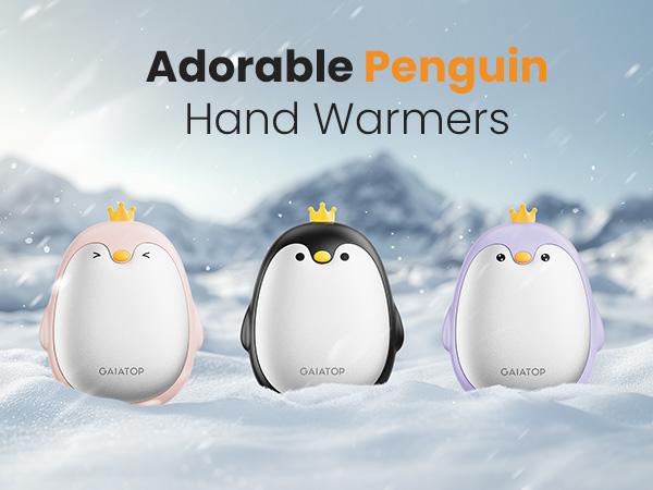 GAIATOP Limited-Edition Penguin Hand Warmers for Women & Men 2-Pack Adorable & Unique Design, 13H Long-Lasting Warmth,3 Heat Settings Rechargeable.Best gifts for Her & Him   Valentine's Day gift