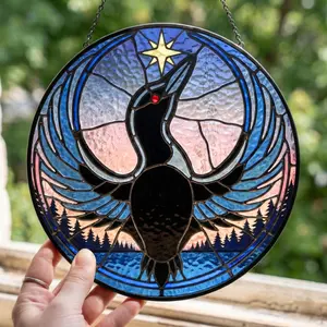 Rebel Loon Stained Glass Suncatcher, Minnesota Bird with American