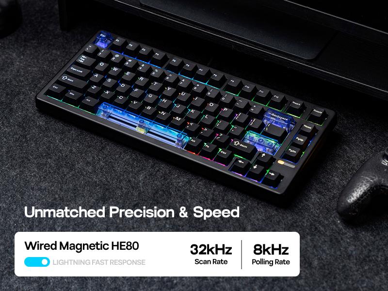 EPOMAKER HE80 Gasket-mounted Wired Gaming Keyboard with 8K Polling & 32K Scan, DKS & SOCD and Programmable South-Facing RGB Backlight Hot-Swappable Gaming accessories creamykeyboards desk accessories creamy keyboard TikTokShopSpringGlowUp