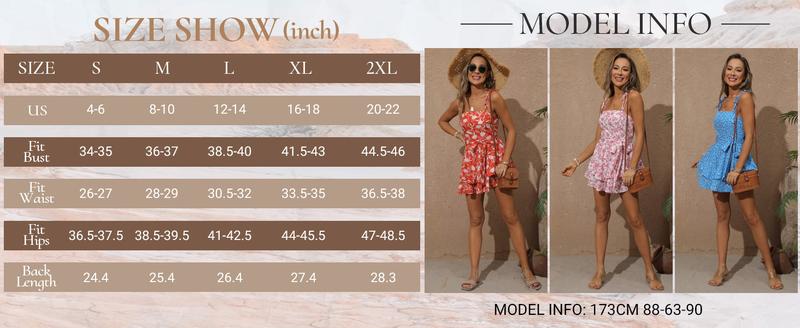 Women's All Over Print Tie Shoulder Rompers, Boho Sleeveless Spaghetti Strap Tie Wide Leg Short Romper, Holiday Vacation Beach Summer Clothes, Ladies Clothes for Daily Wear, Womenswear