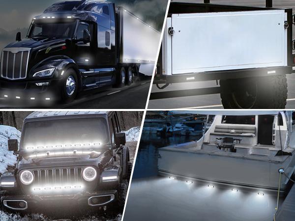 Nilight 10PCS 3.8” 6LED White LED Indicator Light Truck Camper Side Marker Light Marine Boat Stern Light Yacht Kayak Sailboat Trailer Bus RV Clearance Light 12V DC