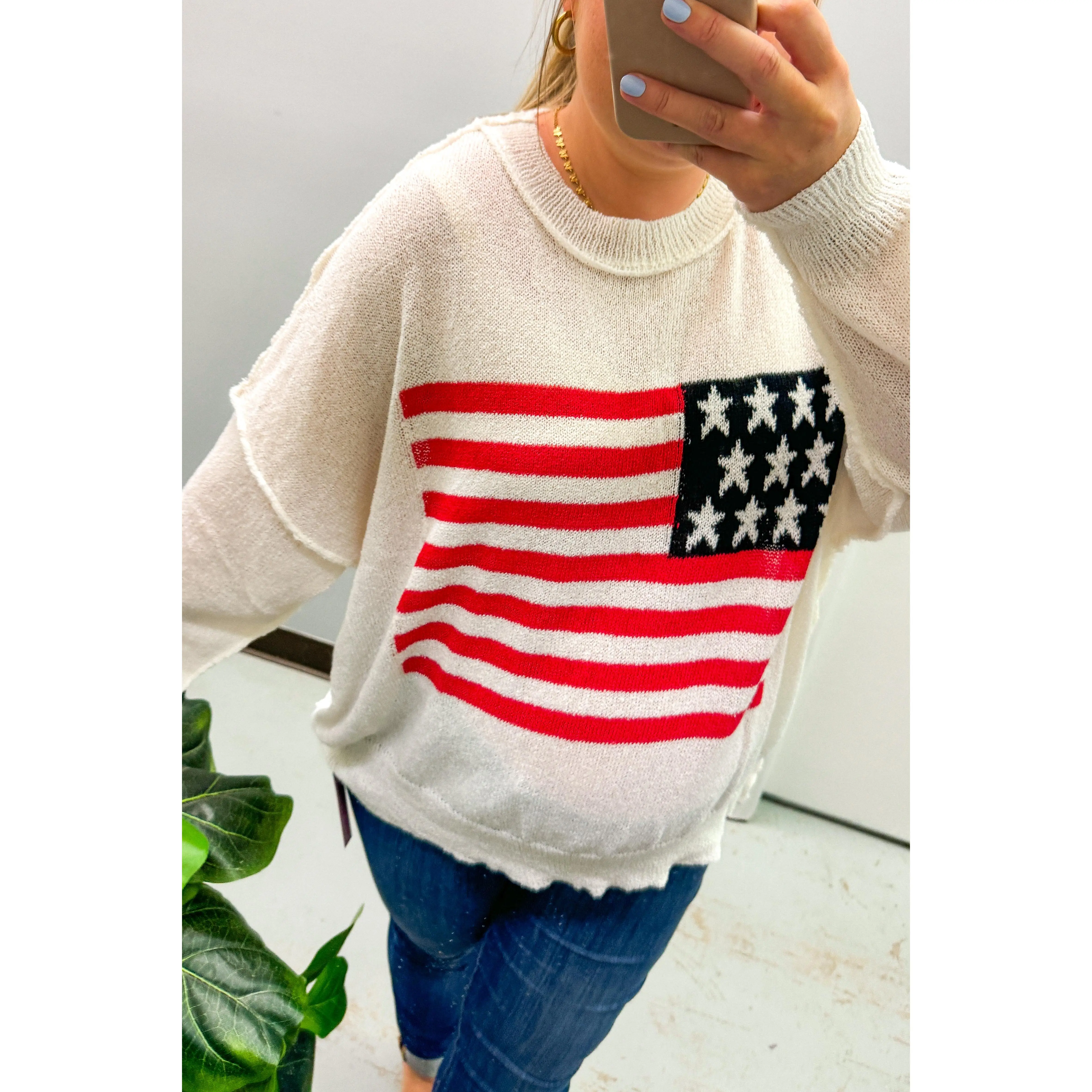 Color Me America Sweater, White