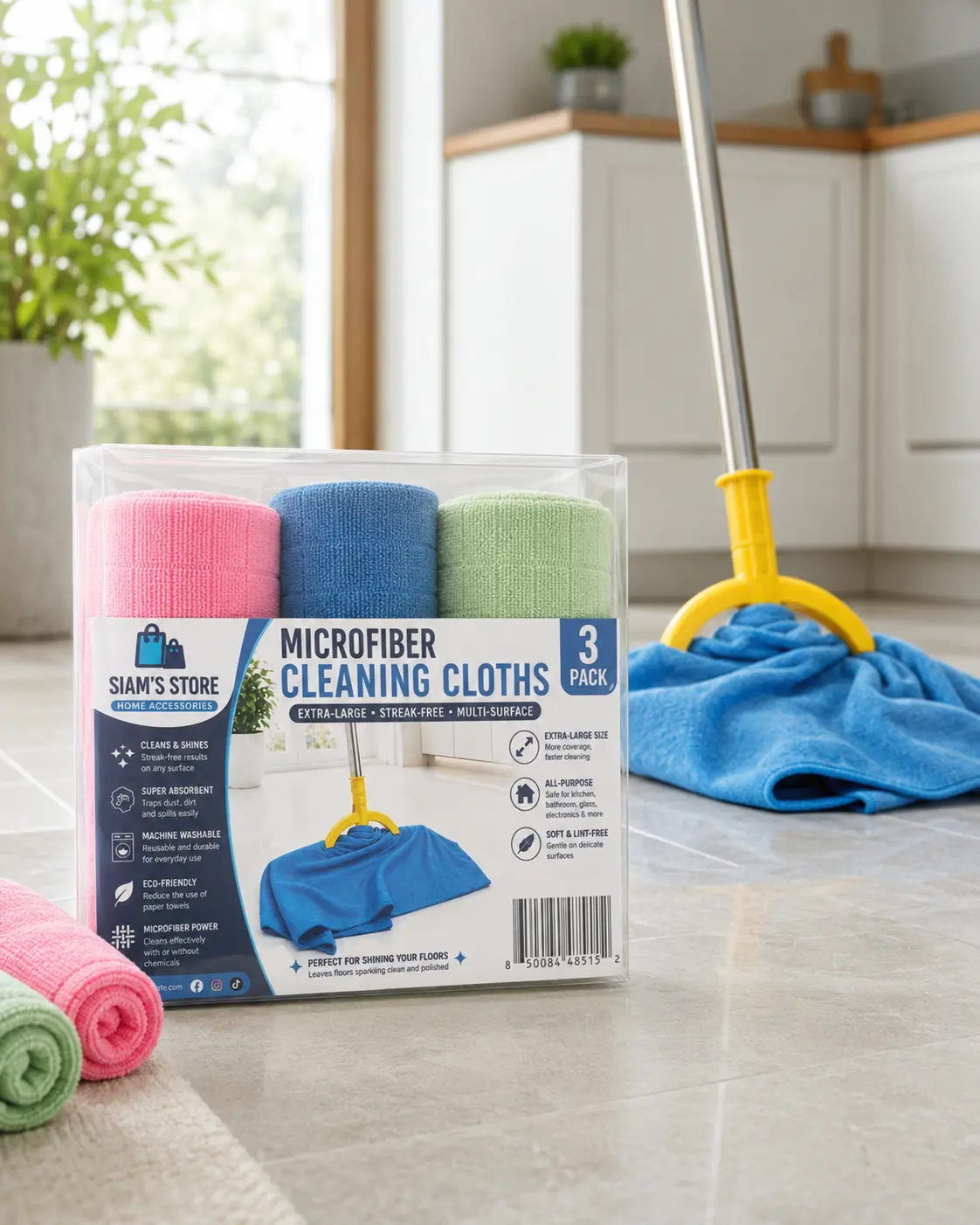 Extra-Large Microfiber Floor Cleaning Cloths – 3, 6 or 12 Pack | Reusable & Machine Washable Extra-Large Microfiber Floor Cleaning Cloths – 3, 6 or 12 Pack | Reusable & Machine Washable