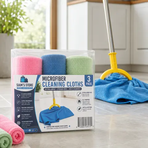 Extra-Large Microfiber Floor Cleaning Cloths – 3, 6 or 12 Pack | Reusable & Machine Washable