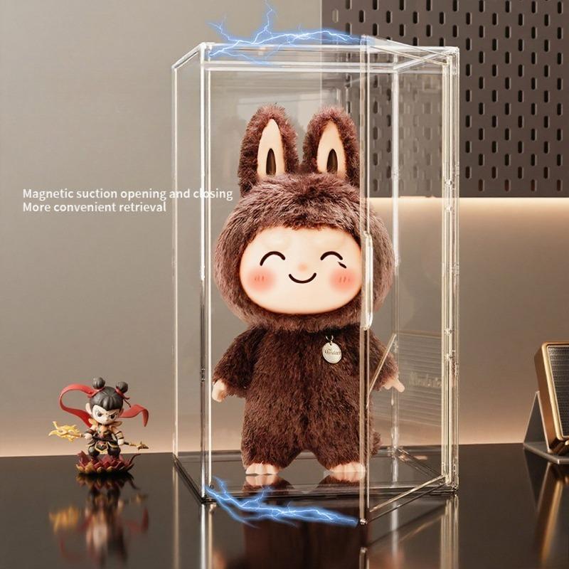 1/2pcs 23.6 inch Large Acrylic Display Case for Labubu - Fits  Zimomo & Archangel Figures, Magnetic Door, Stackable, Premium Dust-Proof Showcase summerwins