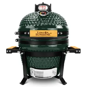 London Sunshine Ceramic BBQ Charcoal Kamado Grill 13 inch Portable Tabletop BBQ Grill Green