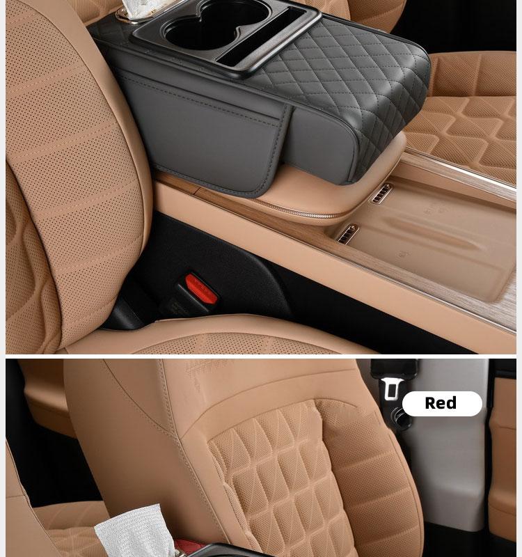 Car interior accessories armrest box storage bag for storage and organization of universal car interior accessories, cup holder and mobile phone storage cabinet for long-distance driving travel, car center console armrest pad, multi-function storage bag