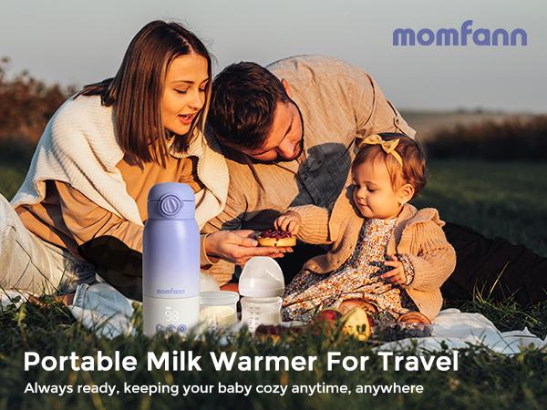 Momfann Portable Bottle Warmer for Travel, Dual Heating Modes for Breastmilk & Water On The Go, Portable Bottle Milk Warmer with Fast Heating & Long Battery Life, 12 Ounces Large Capacity