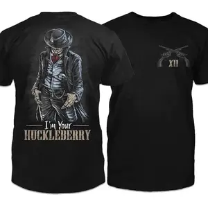 Doc Holliday I'm Your Huckleberry T-Shirt - Premium Cotton Blend Material Val Kilmer Movie Quotes Cowboy Tee for Tombstone Fans Full Color Full Size Mother's Day Valentine's Day Birthday Christmas Gift