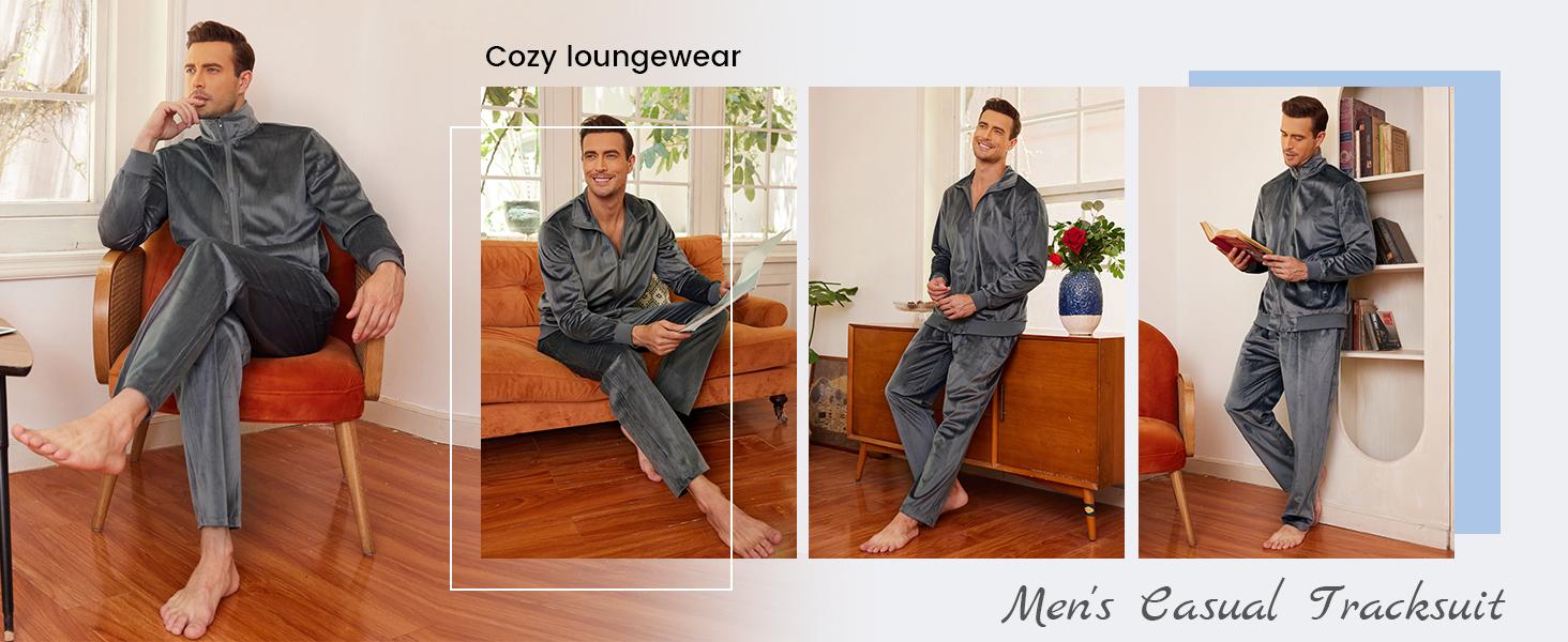 COOFANDY Mens 2 Piece Velour Tracksuit Full Zip Jackets Pants Velvet Jogging Suits Sweatsuit Set