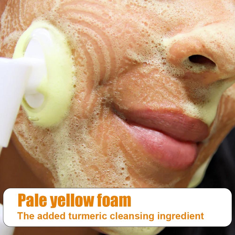 Veecent 150ml Turmeric + Kojic Acid Foaming Facial Cleanser + Silicone Brush Cleansing Skincare Set (Gentle Type) – Turmeric Face Wash (Facial Care Set) Coconut Soothing