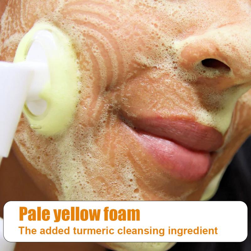 Veecent 150ml Turmeric + Kojic Acid Foaming Facial Cleanser + Silicone Brush Cleansing Skincare Set (Gentle Type) – Turmeric Face Wash (Facial Care Set) Coconut Soothing