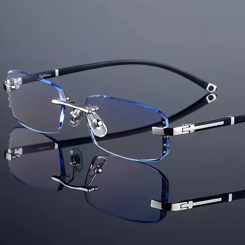 2pcs Male Smart Zoom Glasses, Frameless Vintage Plastic (PC) Frame Eyewear, Multi-Focus Adjustable Lenses (+1.50 to -2.00 Strengths), Sleek Battery-Free Machine-Washable, Ideal Gift Ideas for Him