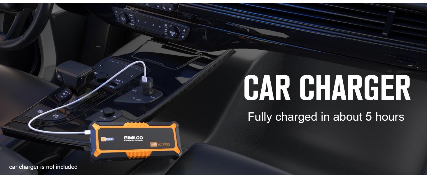 GOOLOO GP4000 4000A Car Jump Starter  Peak Current, SuperSafe 12V Lithium, Portable with USB Quick Charge
