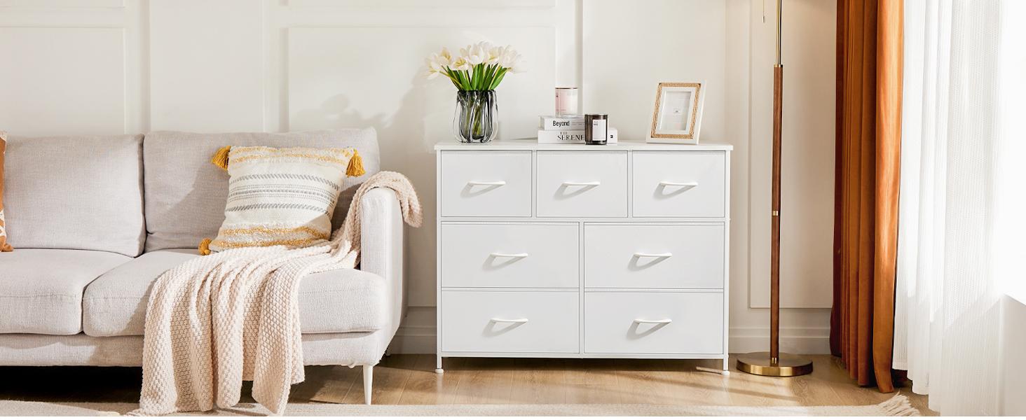 【Deal】7 Drawers Dresser for Bedroom and TV Stand, Fabric Storage Tower for Clothes, Baby Stuff