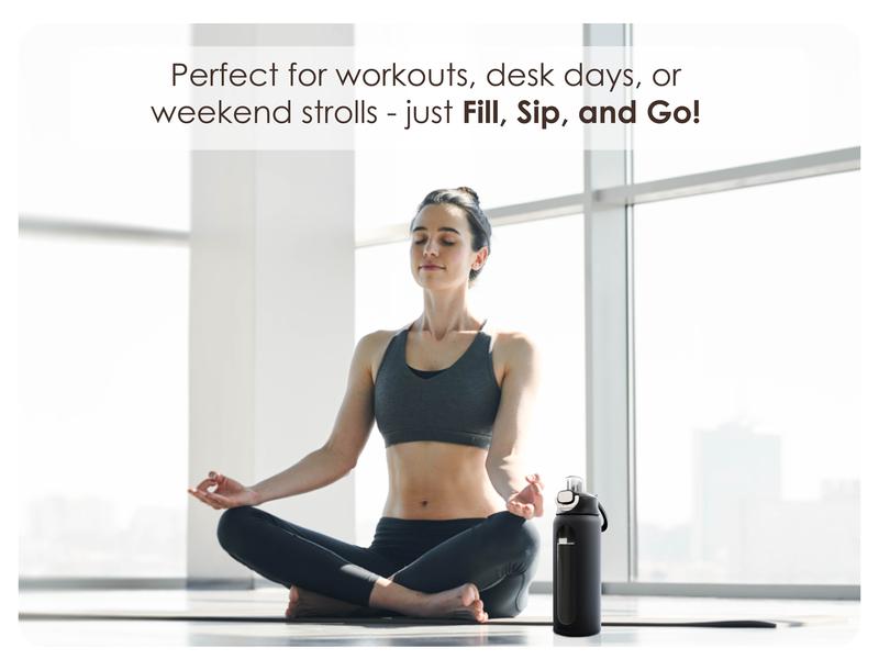 Sandjest Glass Water Bottle with Silicone Sleeve 24oz with Lid, Motivational Drinking Hydration Bottles for Men Women Gym Travel Sports Christmas Gift Sandjest Glass Water Bottle with Silicone Sleeve 24oz with Lid, Motivational Drinking Hydration Bottles for Men Women Gym Travel Sports Christmas Gift