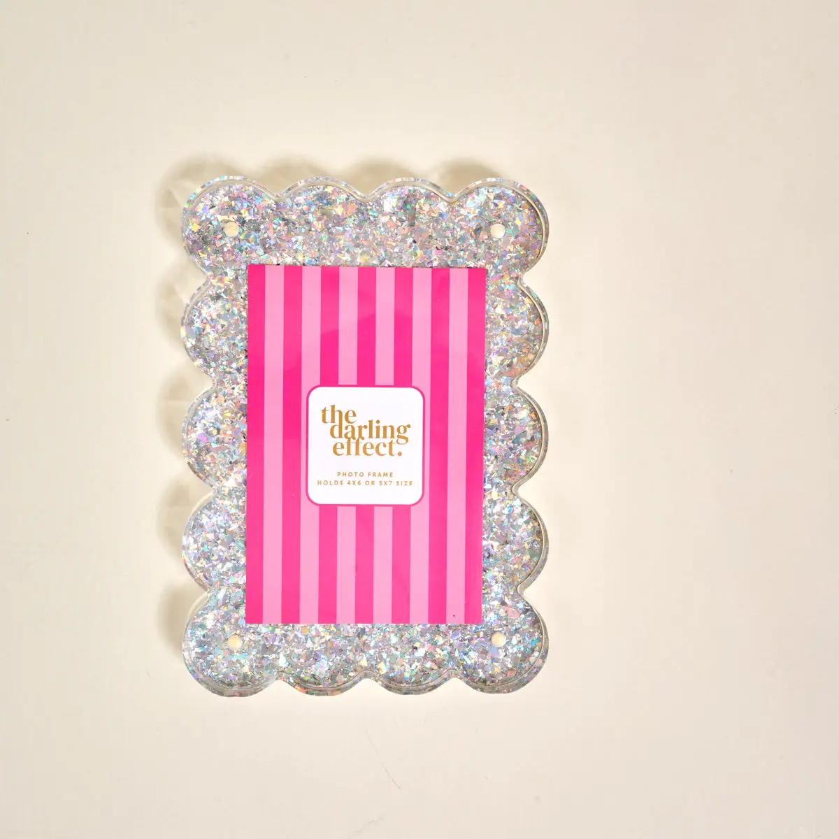 Silver Glitter Rectangle Scalloped Acrylic Picture Frame